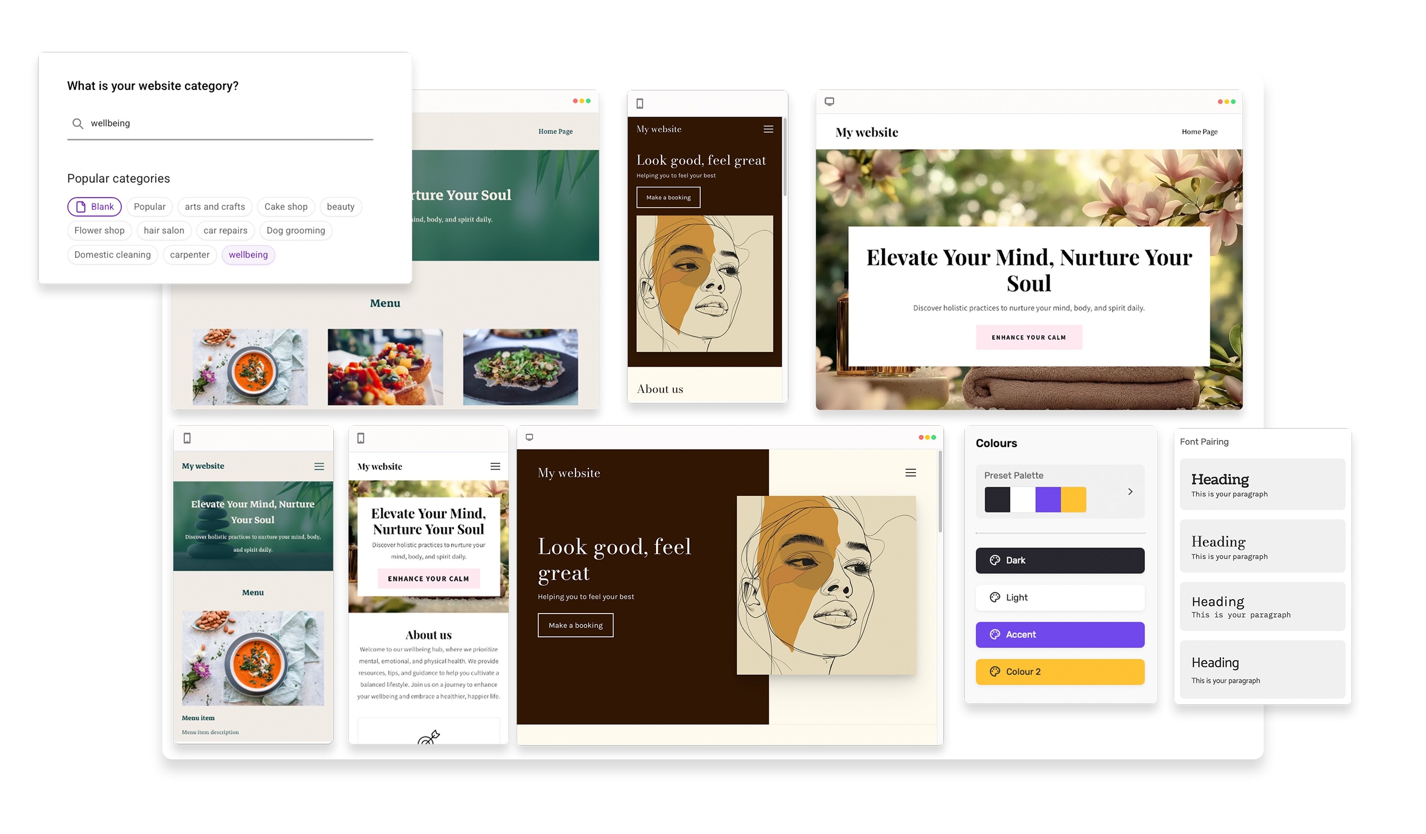 Templates for wellbeing websites